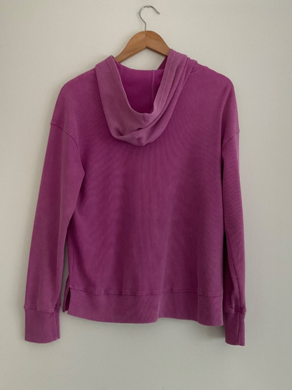 Jockey Waffle Knit Pullover Hoodie Sz M Purple Athleisure Thermal Relaxed Cozy - Picture 2 of 11